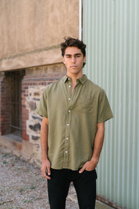 Hemp Clothing Australia Newtown S/S Shirt Olive