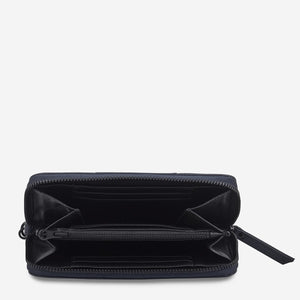 Status Anxiety Moving On Wallet Navy Blue Leather