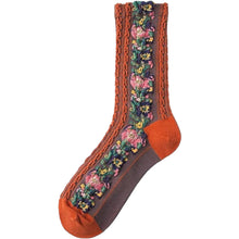 Load image into Gallery viewer, High Heel Jungle Maze Embroidered Socks Orange
