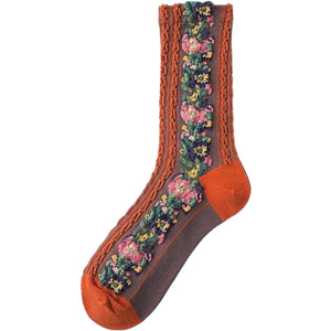 High Heel Jungle Maze Embroidered Socks Orange