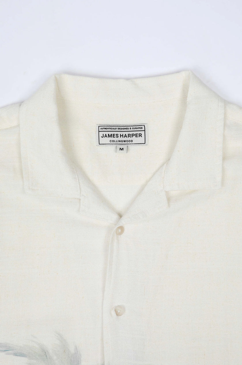 James Harper Hawaii Cuban Collar Linen Shirt Natural