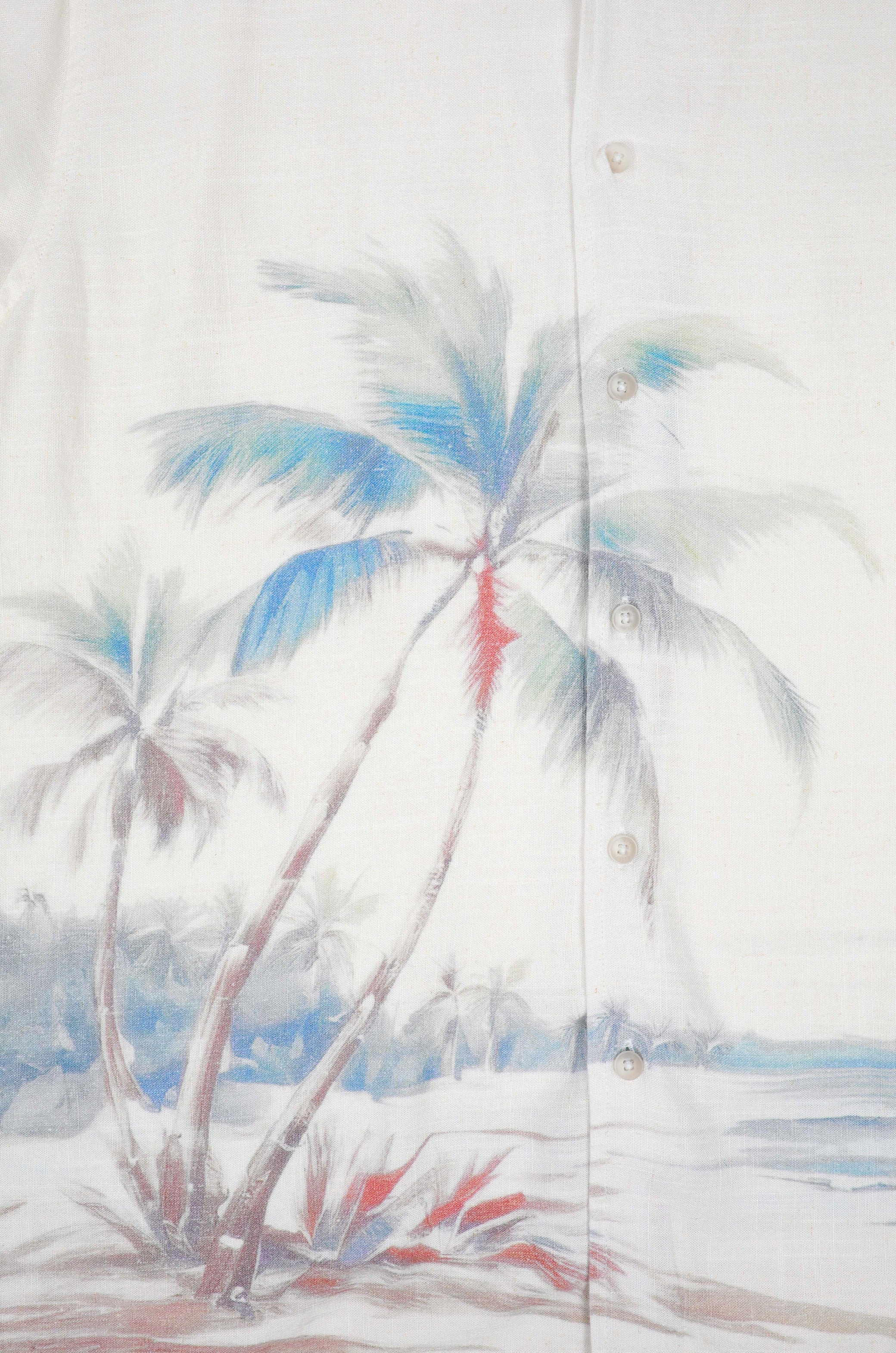 James Harper Hawaii Cuban Collar Linen Shirt Natural