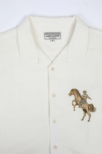 James Harper Rodeo Cuban Collar Linen Shirt White