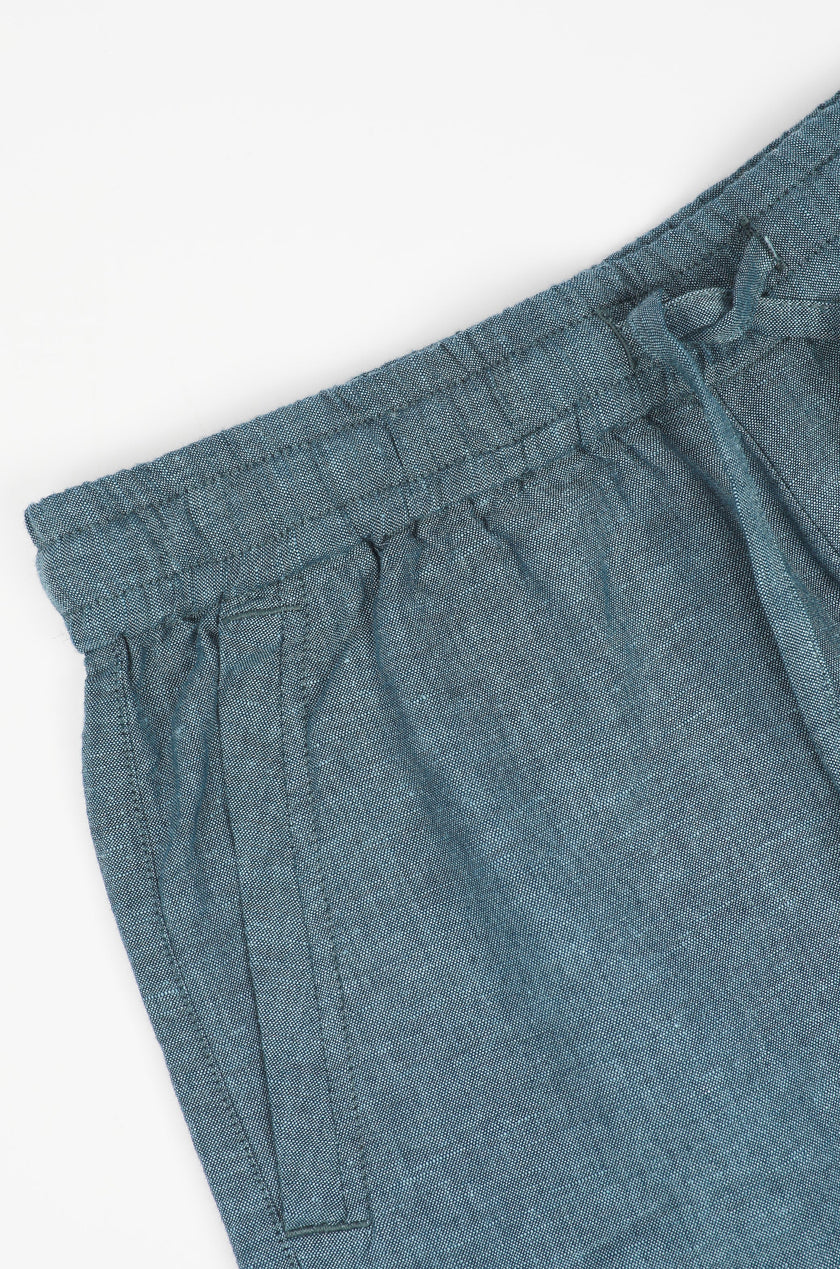 James Harper Linen Relaxed Waist Short Bluesteel