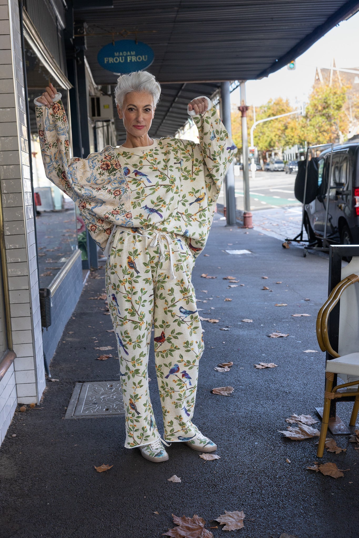 M. A. Dainty Road Trip Sweater Birds/Flowers