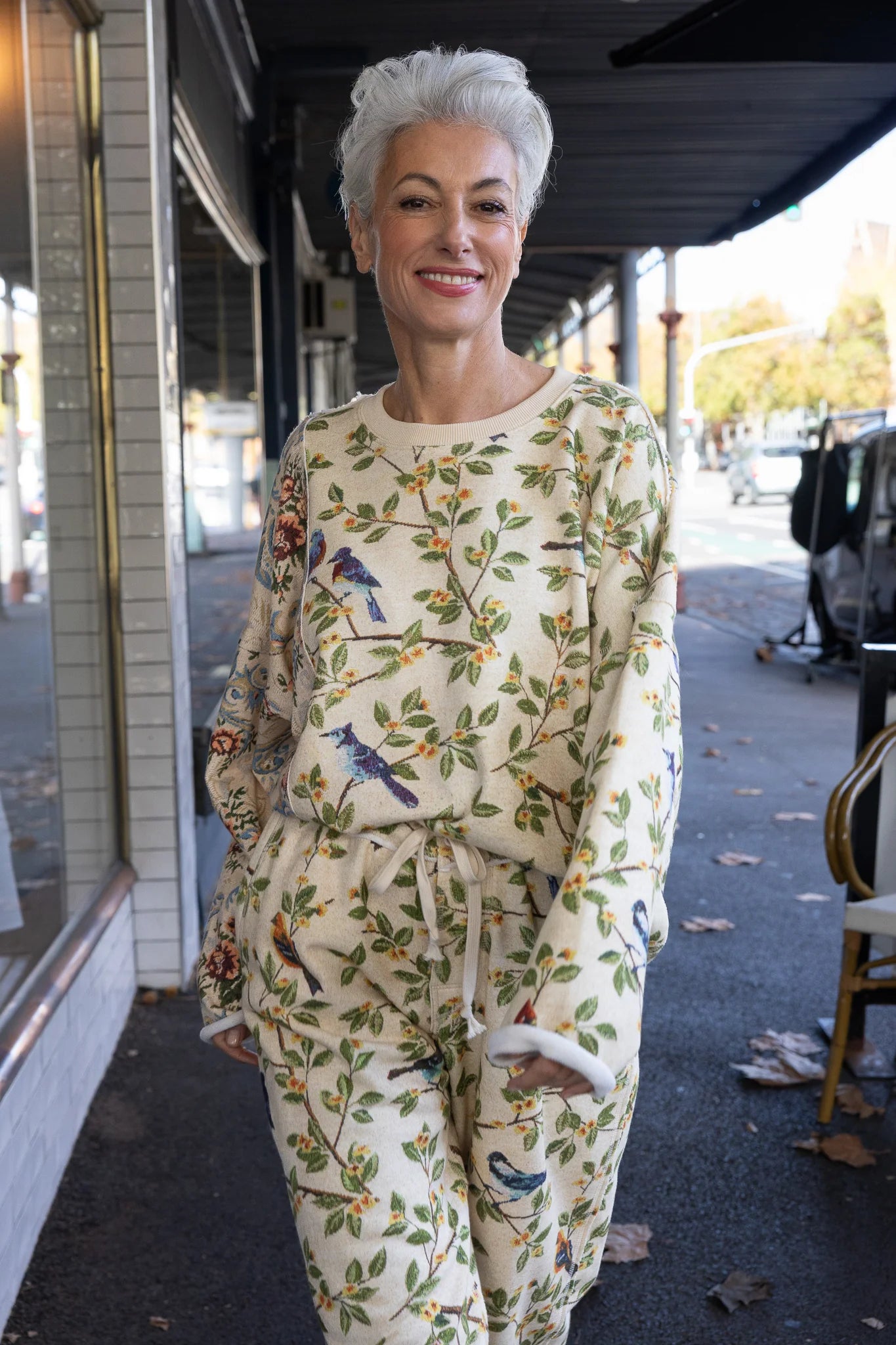 M. A. Dainty Road Trip Sweater Birds/Flowers