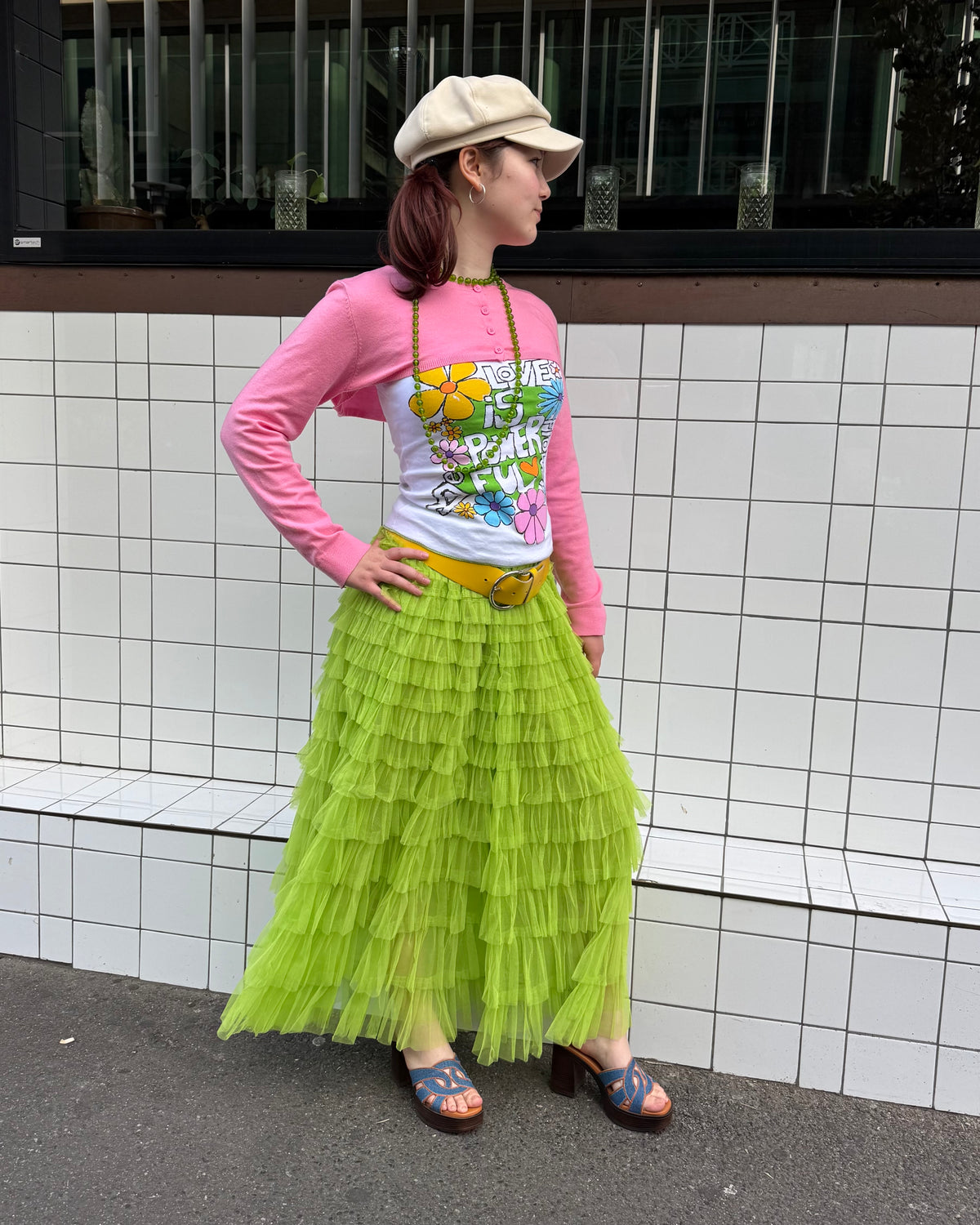 Trio Rouge Beth Tulle Skirt Bright Green