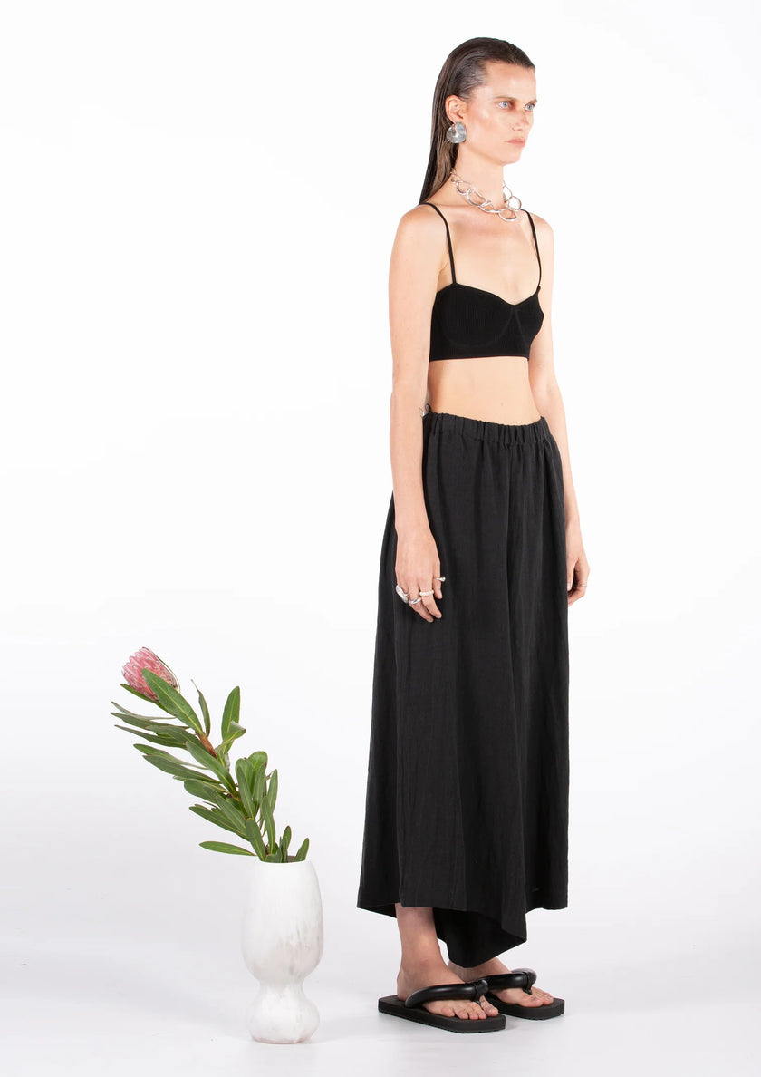 Matlee Linen Asymmetric Culotte Black