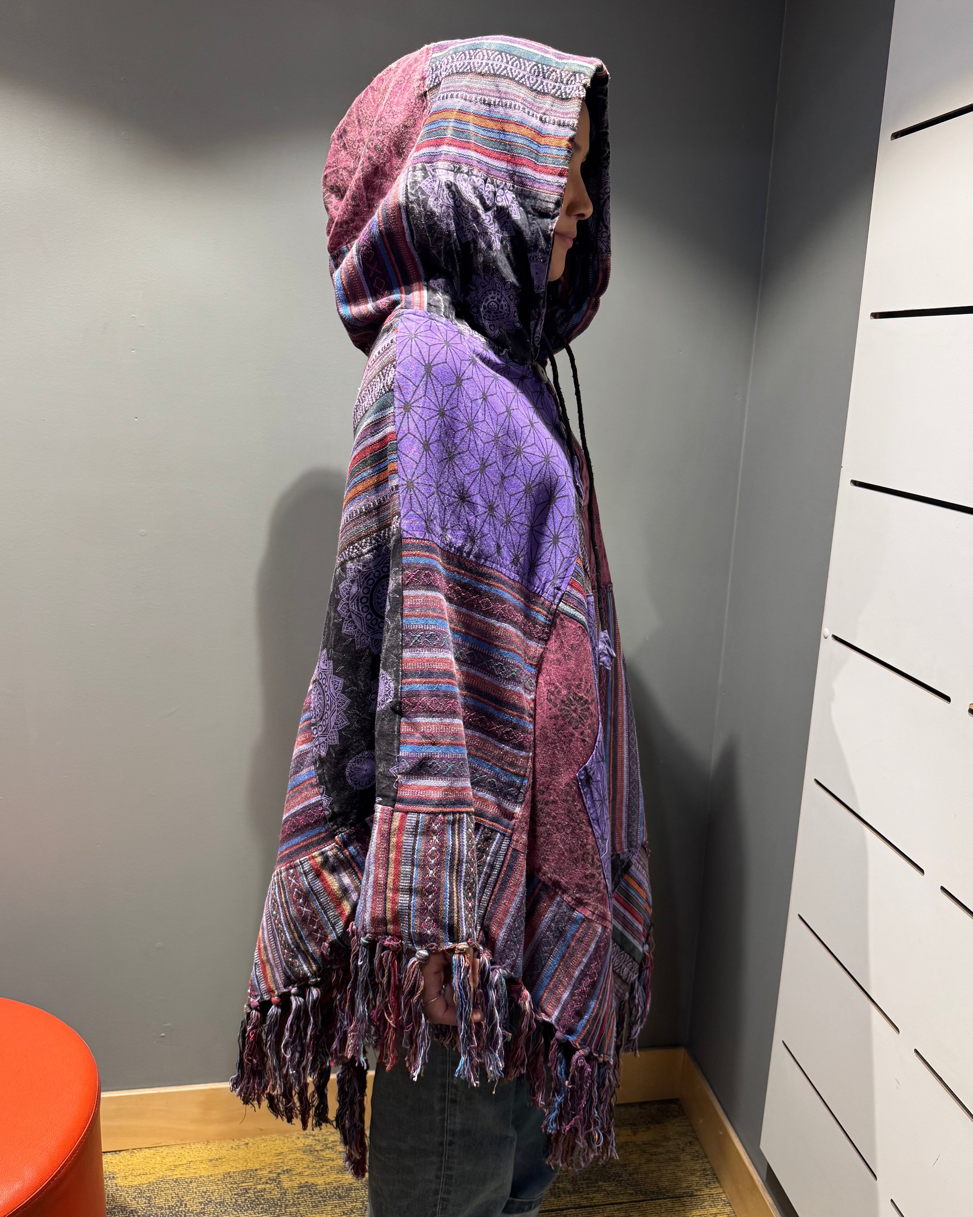 Tibet House A198 Patchwork Poncho Purple