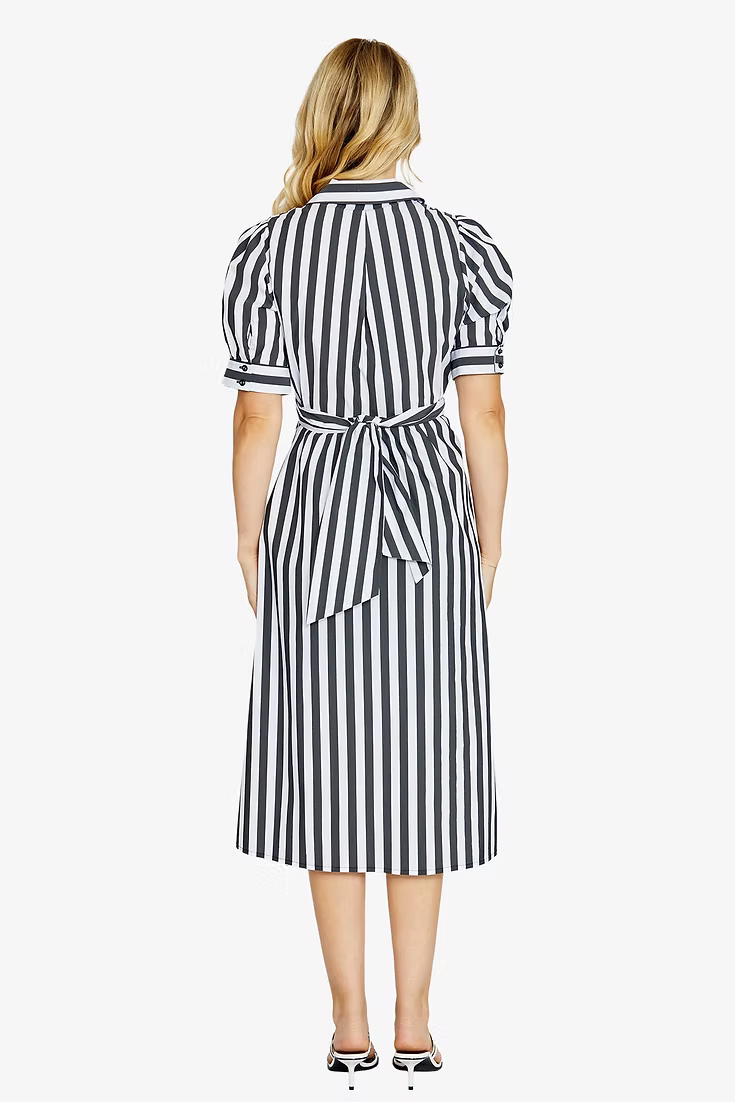 Pingpong Imogen Tie Front Shirt Dress Black/White
