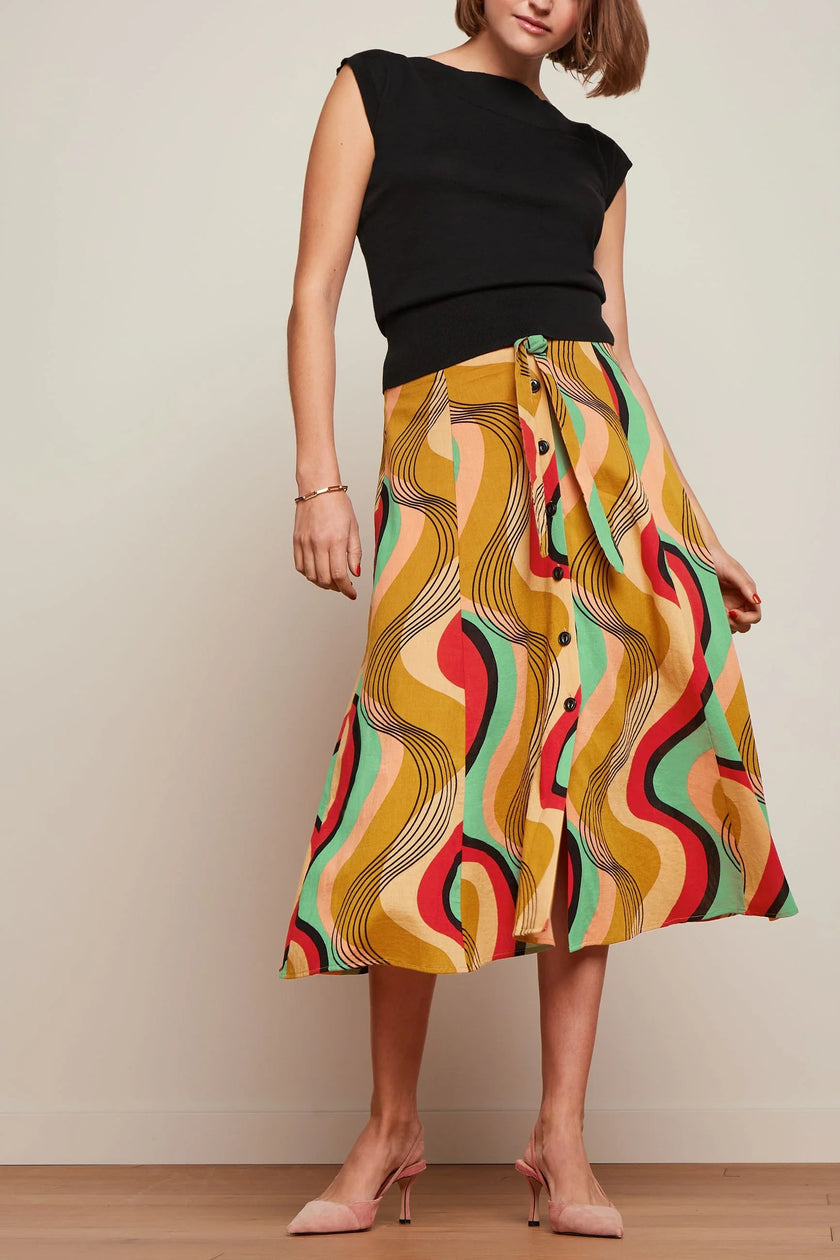 King Louie Judy Midi Skirt Falasie Harvest Yellow
