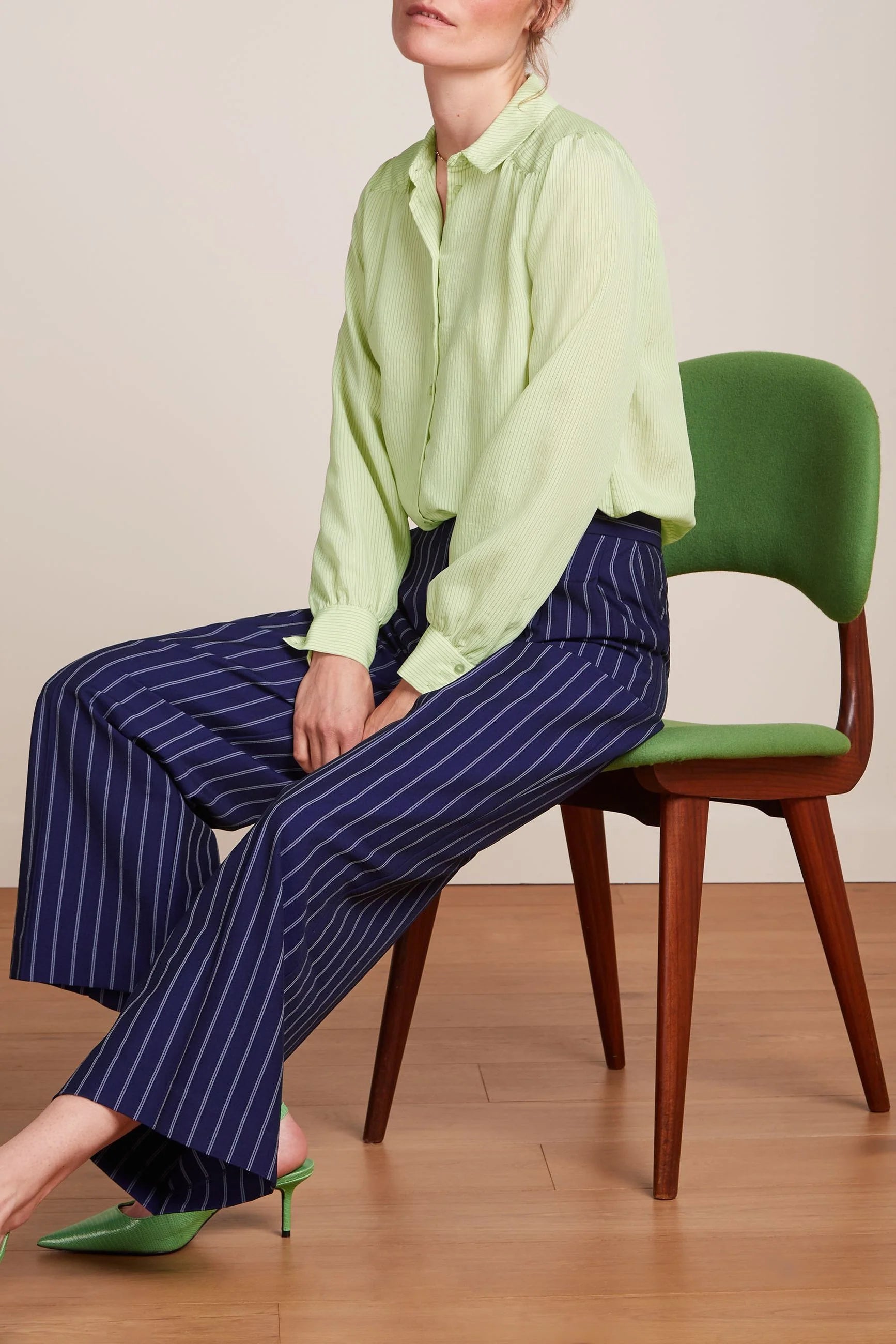 King Louie Peggy Pants Pinstripe Nuit Blue