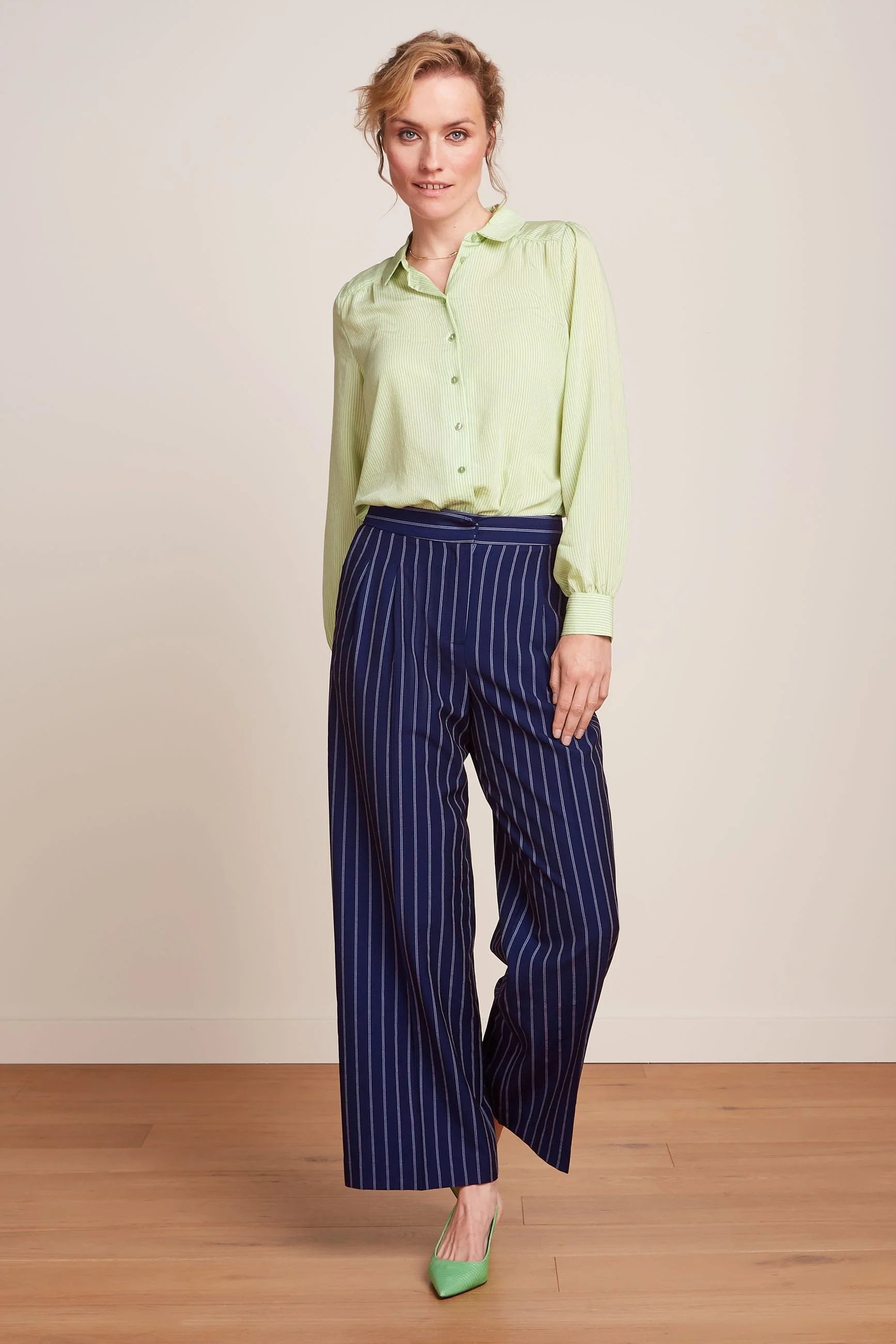 King Louie Peggy Pants Pinstripe Nuit Blue