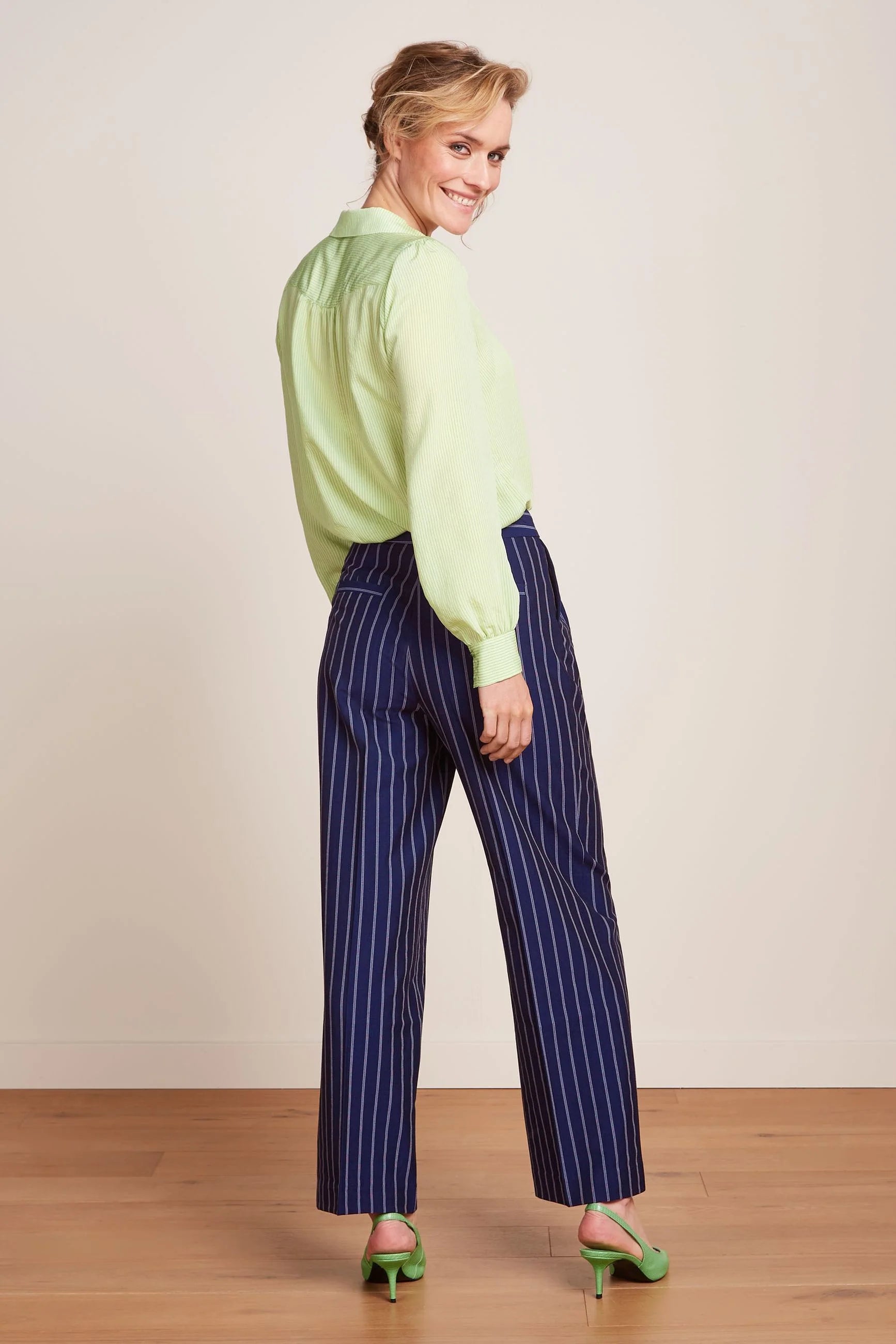 King Louie Peggy Pants Pinstripe Nuit Blue