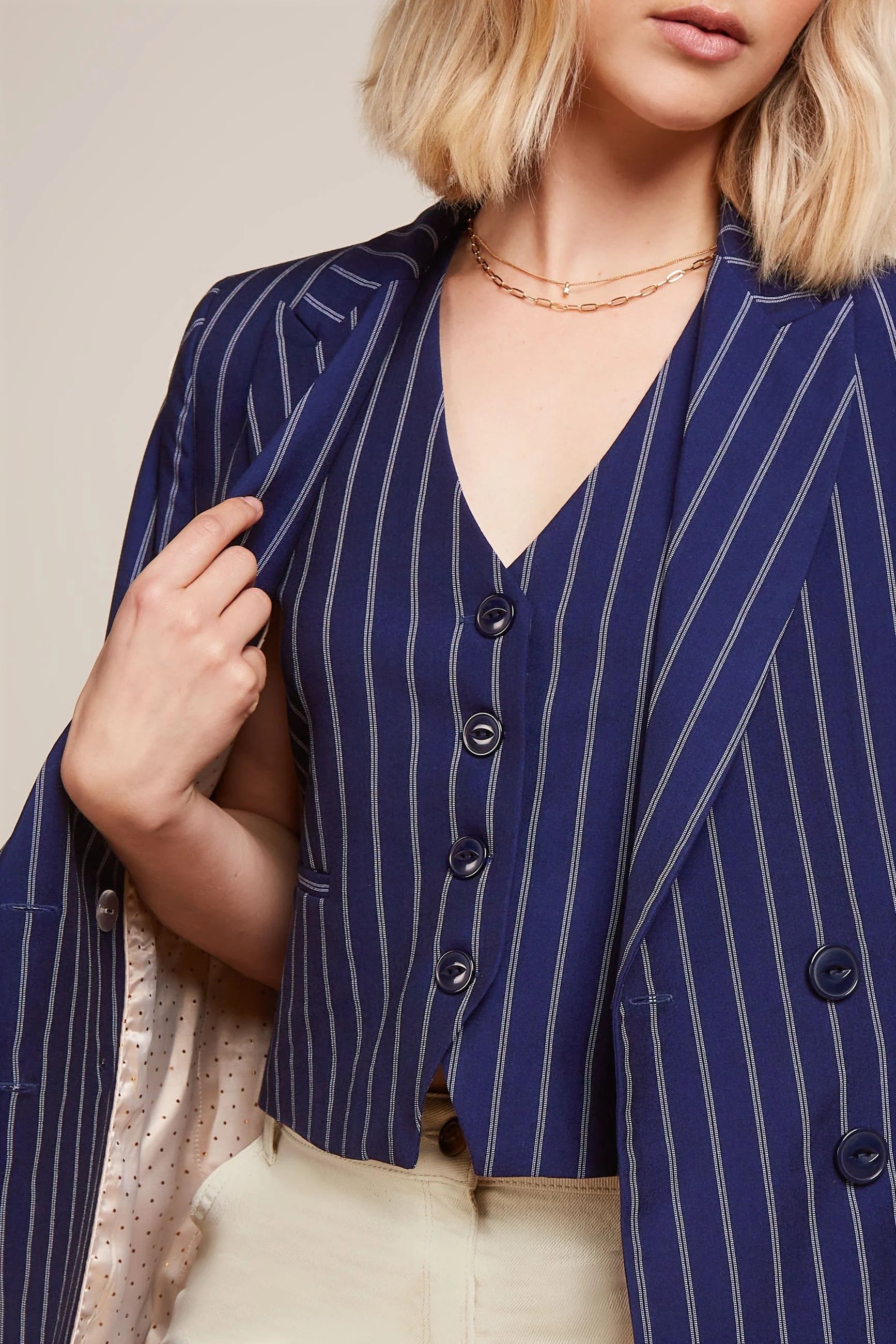 King Louie Tina Blazer Pinstripe Nuit Blue