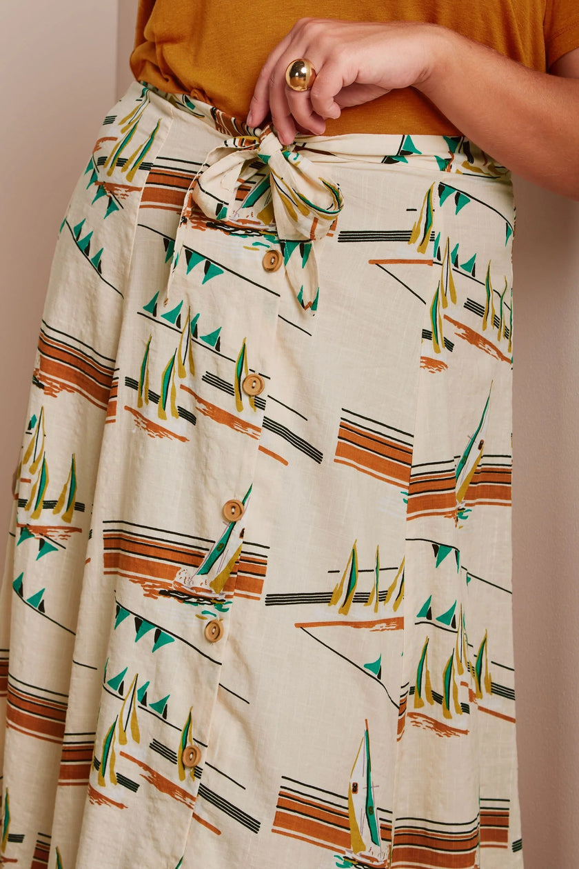 King Louie Judy Midi Skirt Antibes Cream