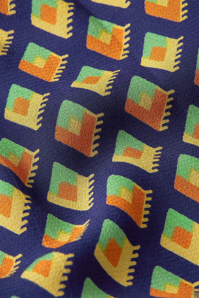 King Louie Juno Midi Skirt Pebble Woven Beacon Blue
