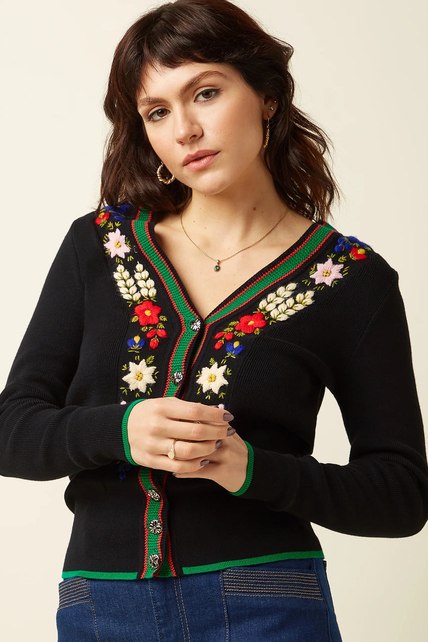 King Louie V Rib Cardi Perry Black