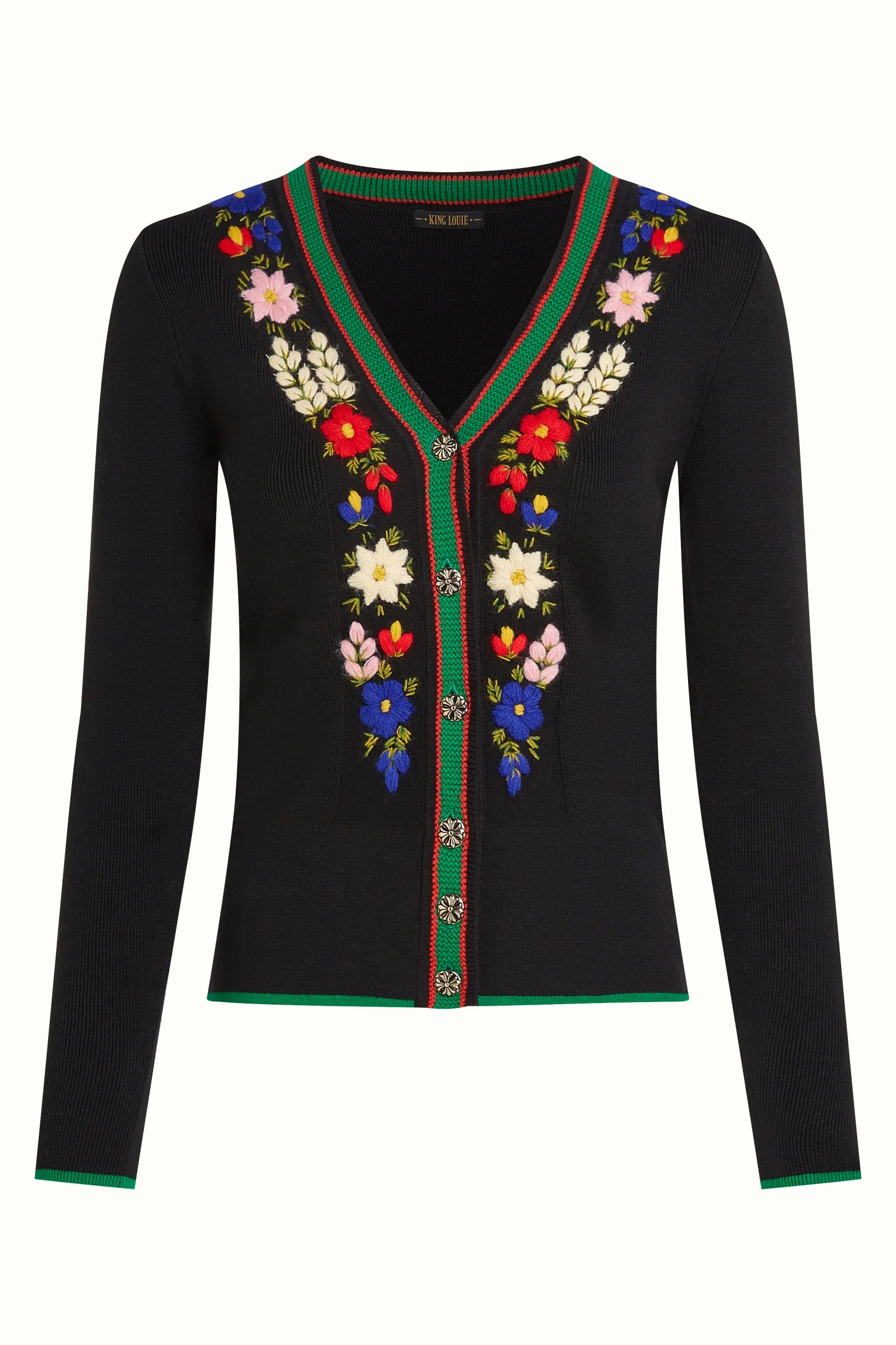 King Louie V Rib Cardi Perry Black