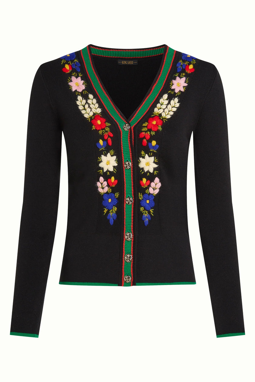 King Louie V Rib Cardi Perry Black