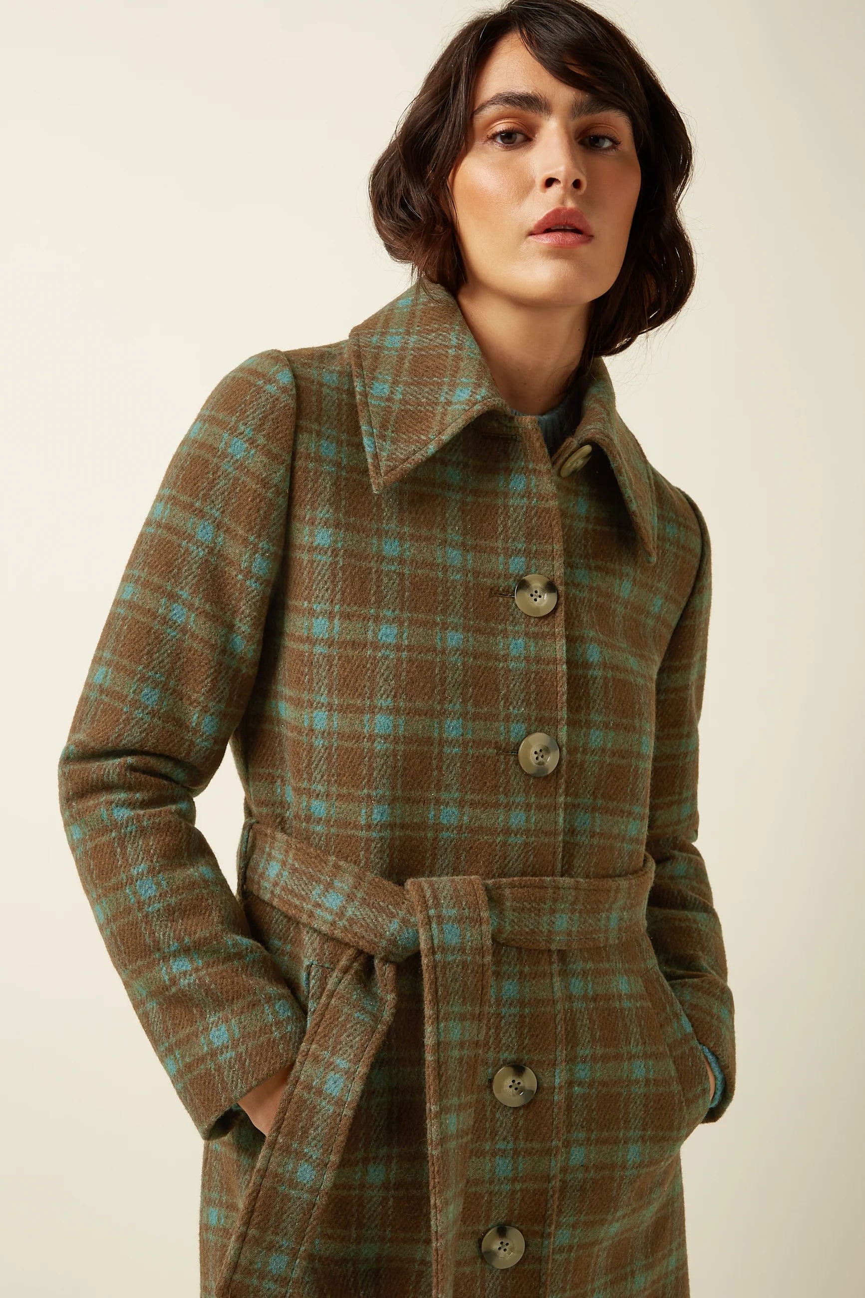 King Louie Arabella Coat Coppa Check Bear Brown