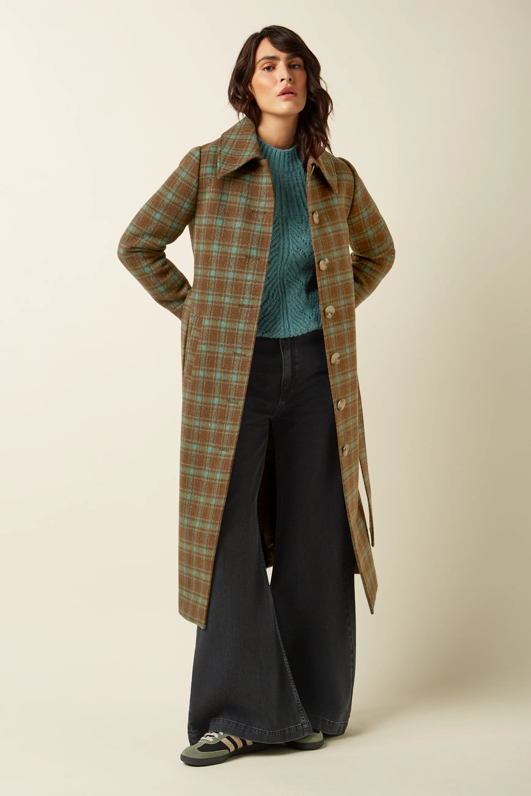 King Louie Arabella Coat Coppa Check Bear Brown