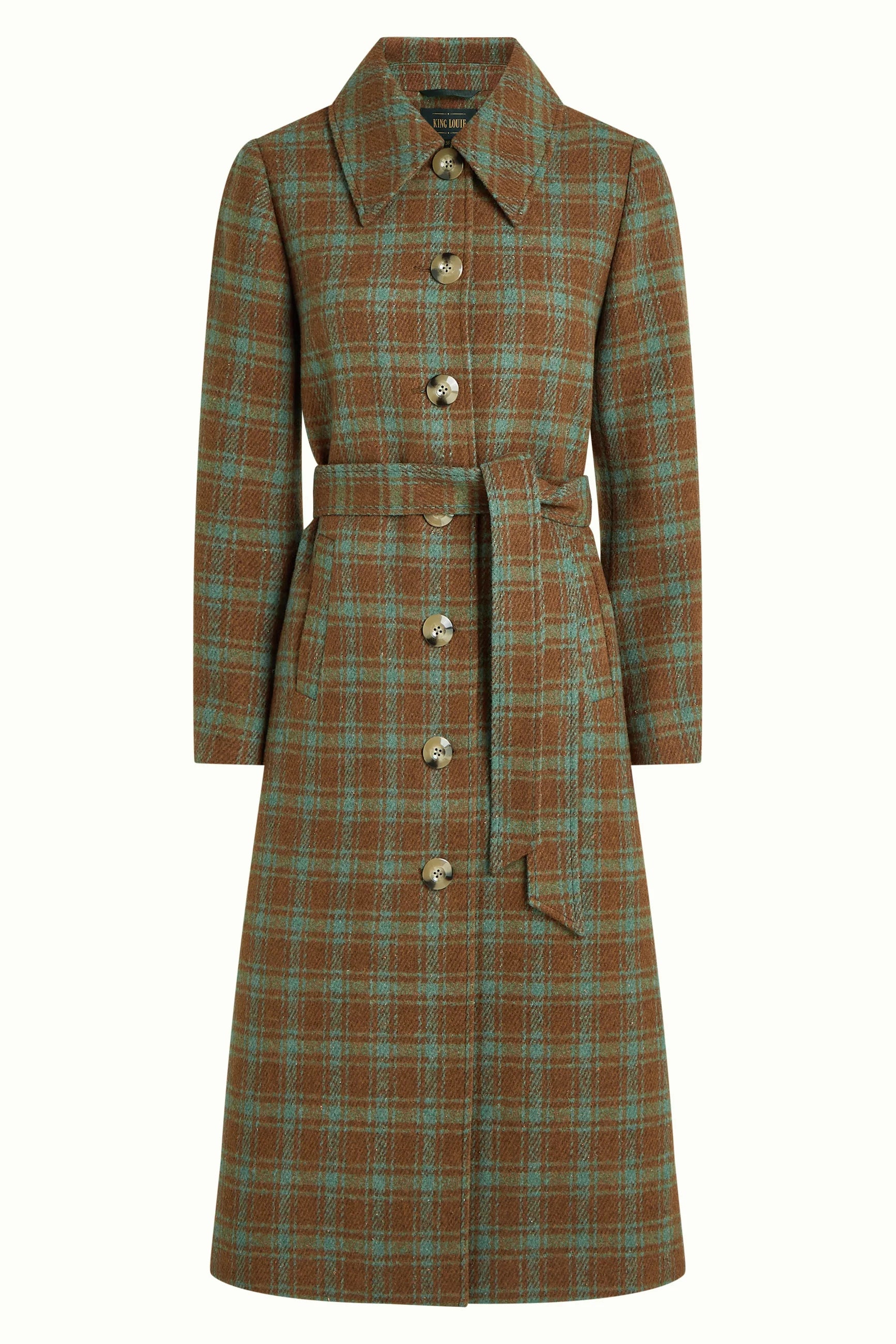 King Louie Arabella Coat Coppa Check Bear Brown