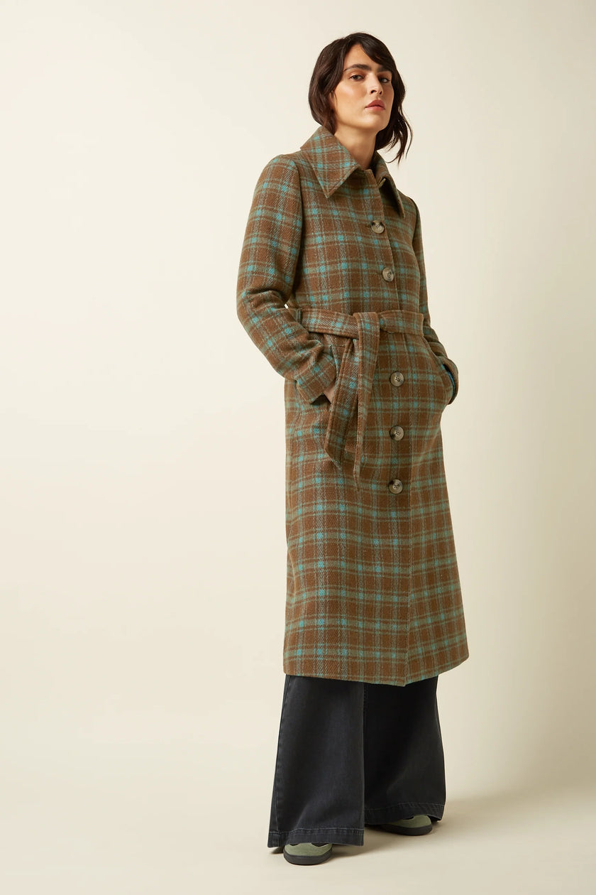 King Louie Arabella Coat Coppa Check Bear Brown