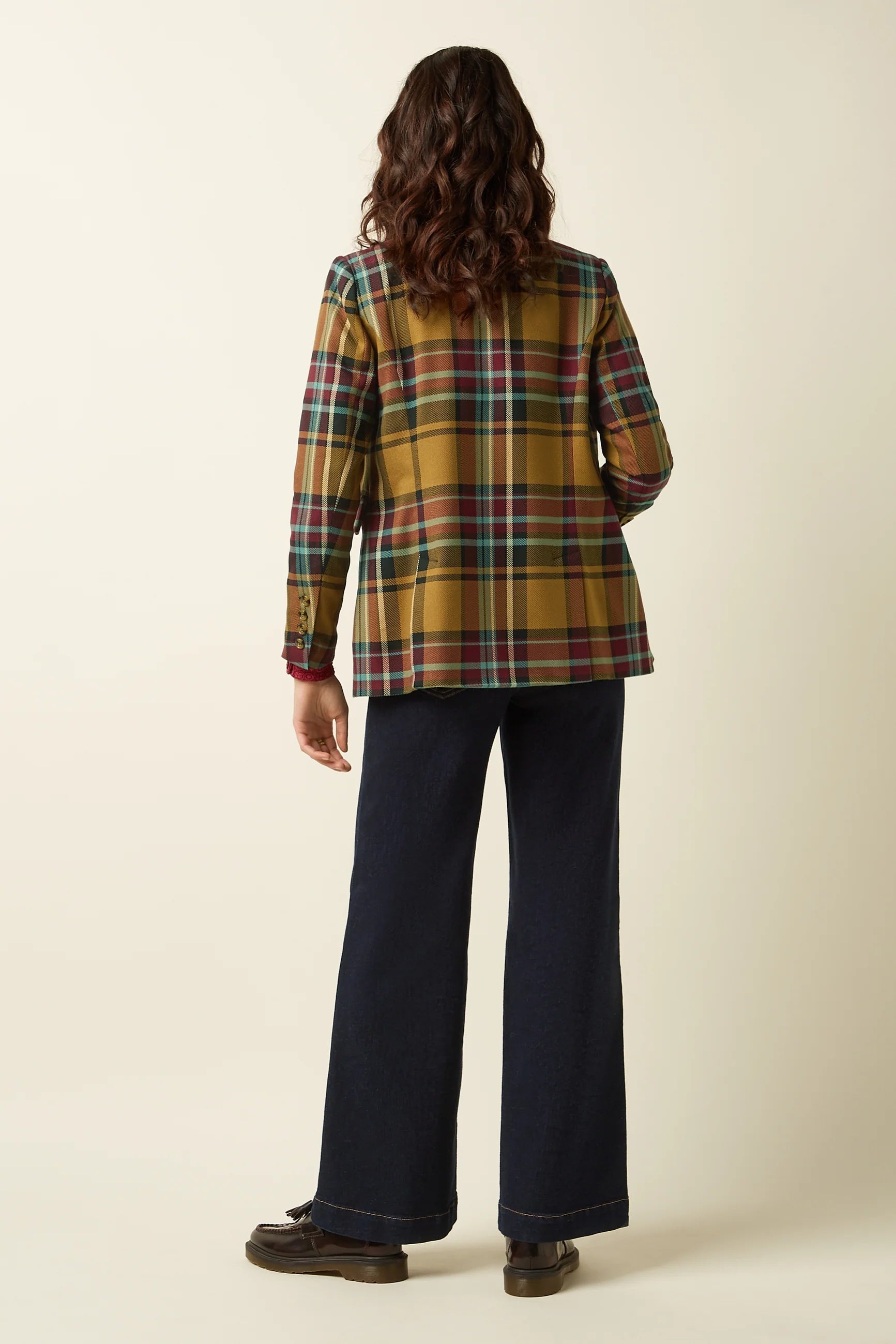King Louie Daisy Blazer Caroll Check Golden Brown