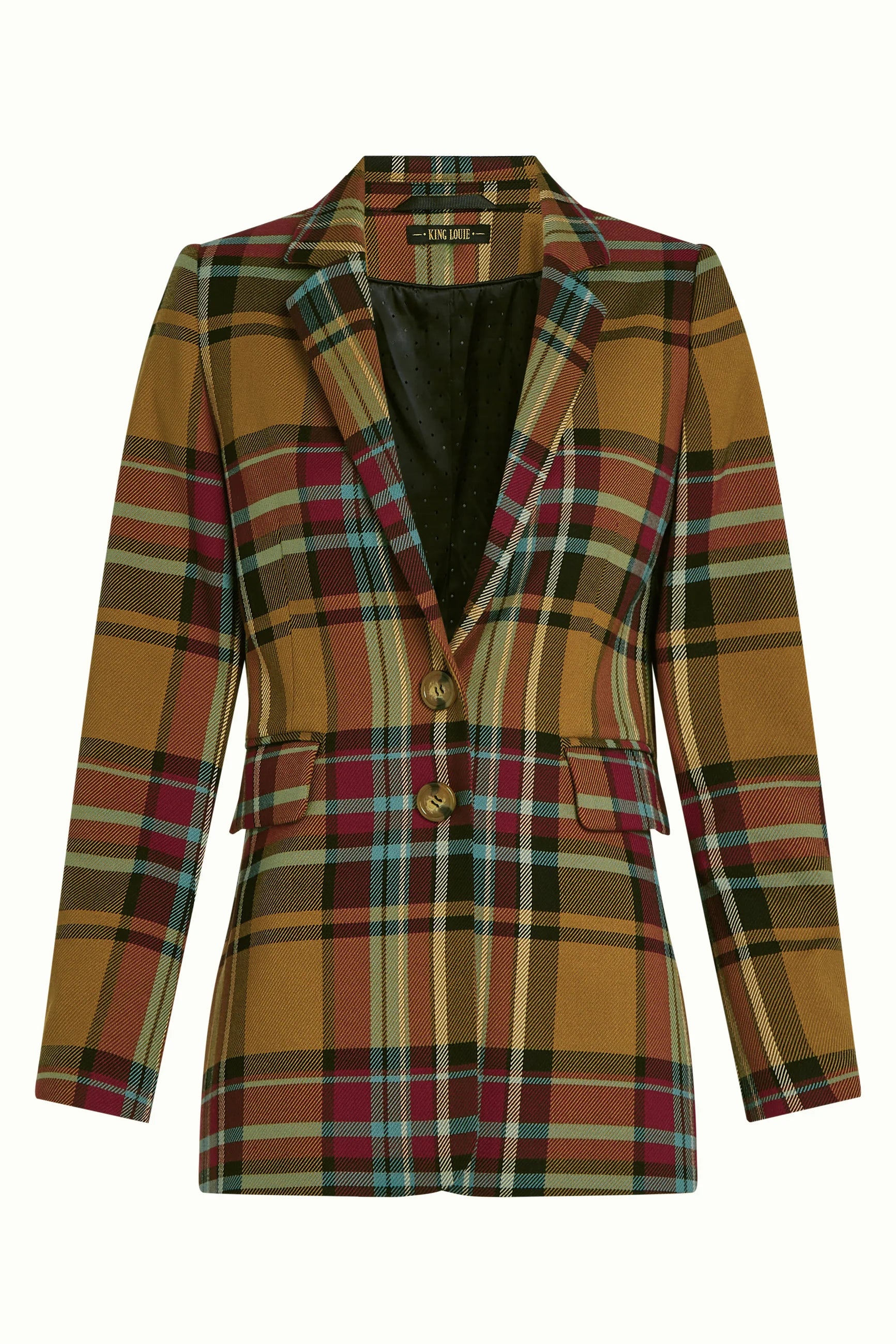 King Louie Daisy Blazer Caroll Check Golden Brown