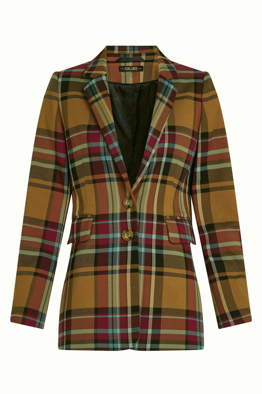 King Louie Daisy Blazer Caroll Check Golden Brown