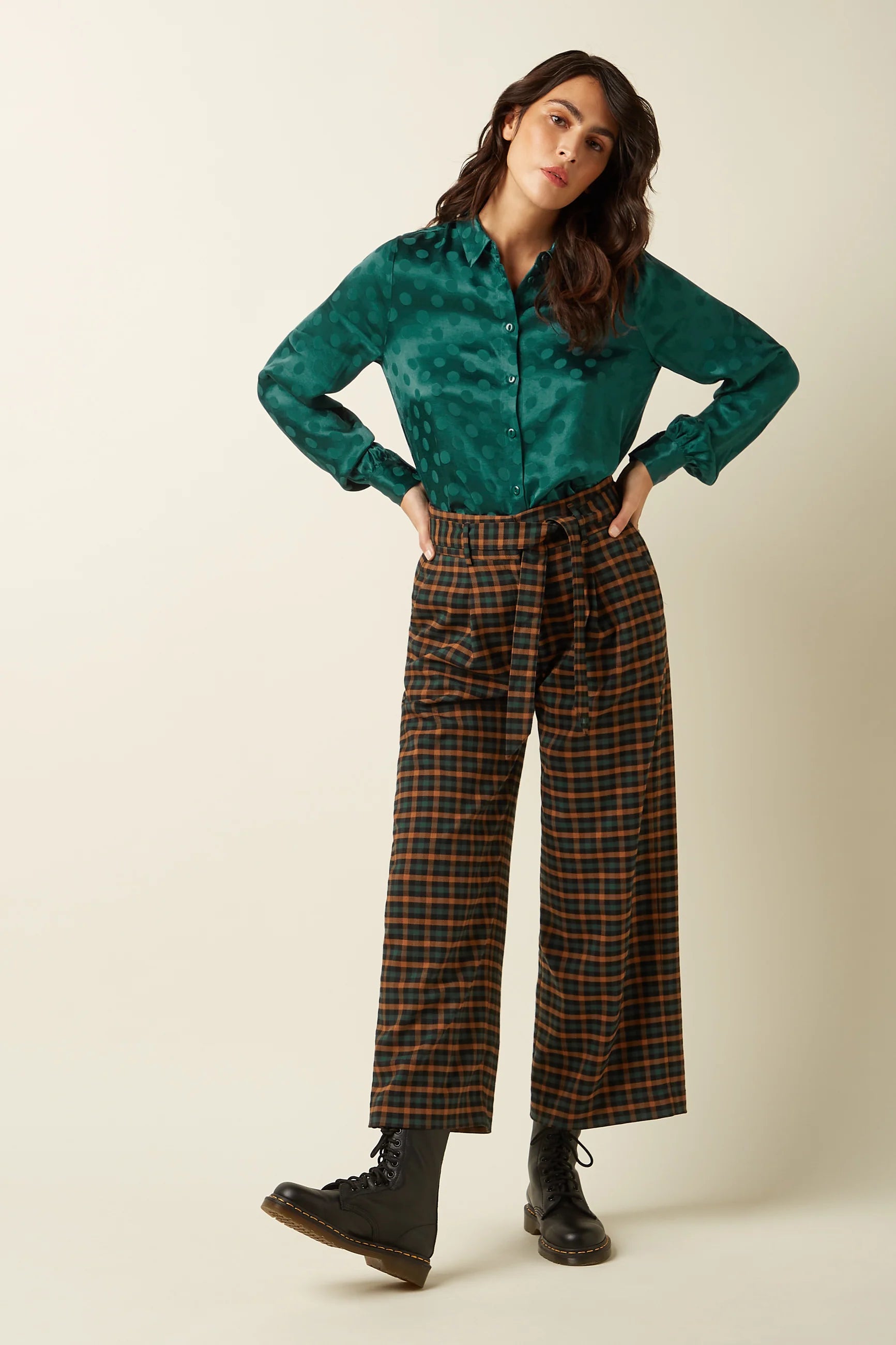 King Louie Ava Pants Brook Check Black