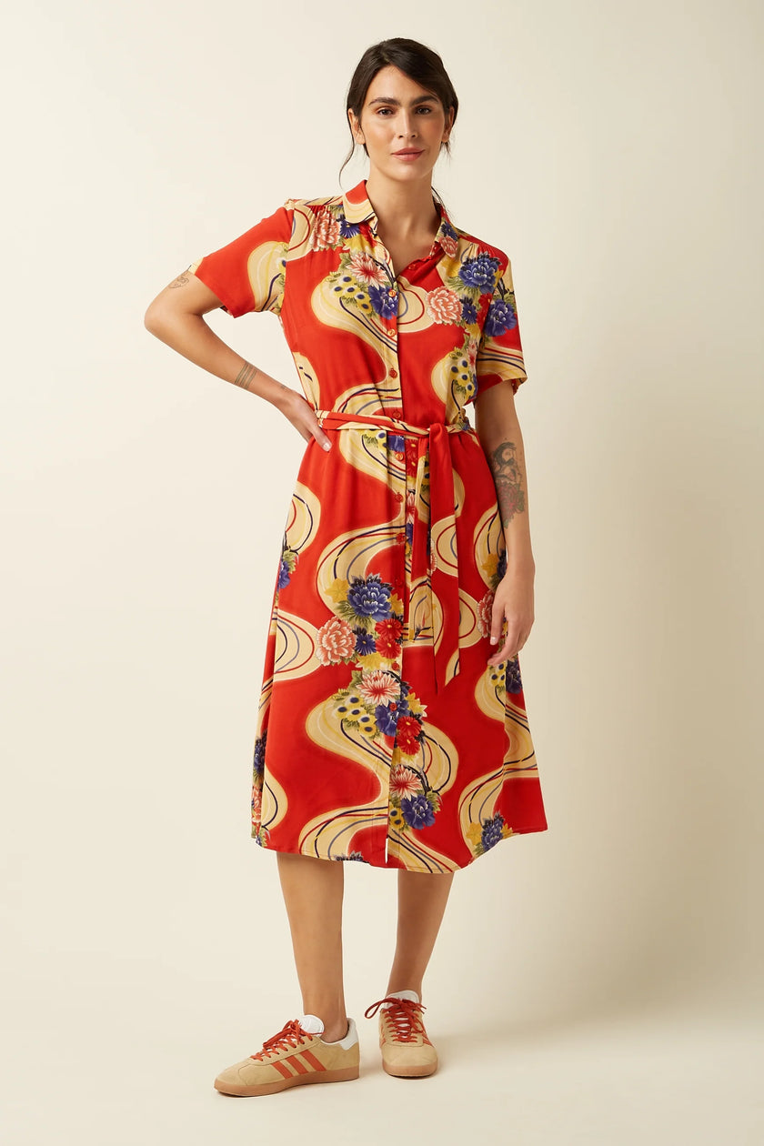 King Louie Olive Dress Ember Spicy Orange