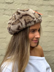 Cinnamon Creations 7502 Leopard Fluffy Beret Mocha
