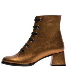 Load image into Gallery viewer, Fly London Sepy Heeled Boot Gold Leather
