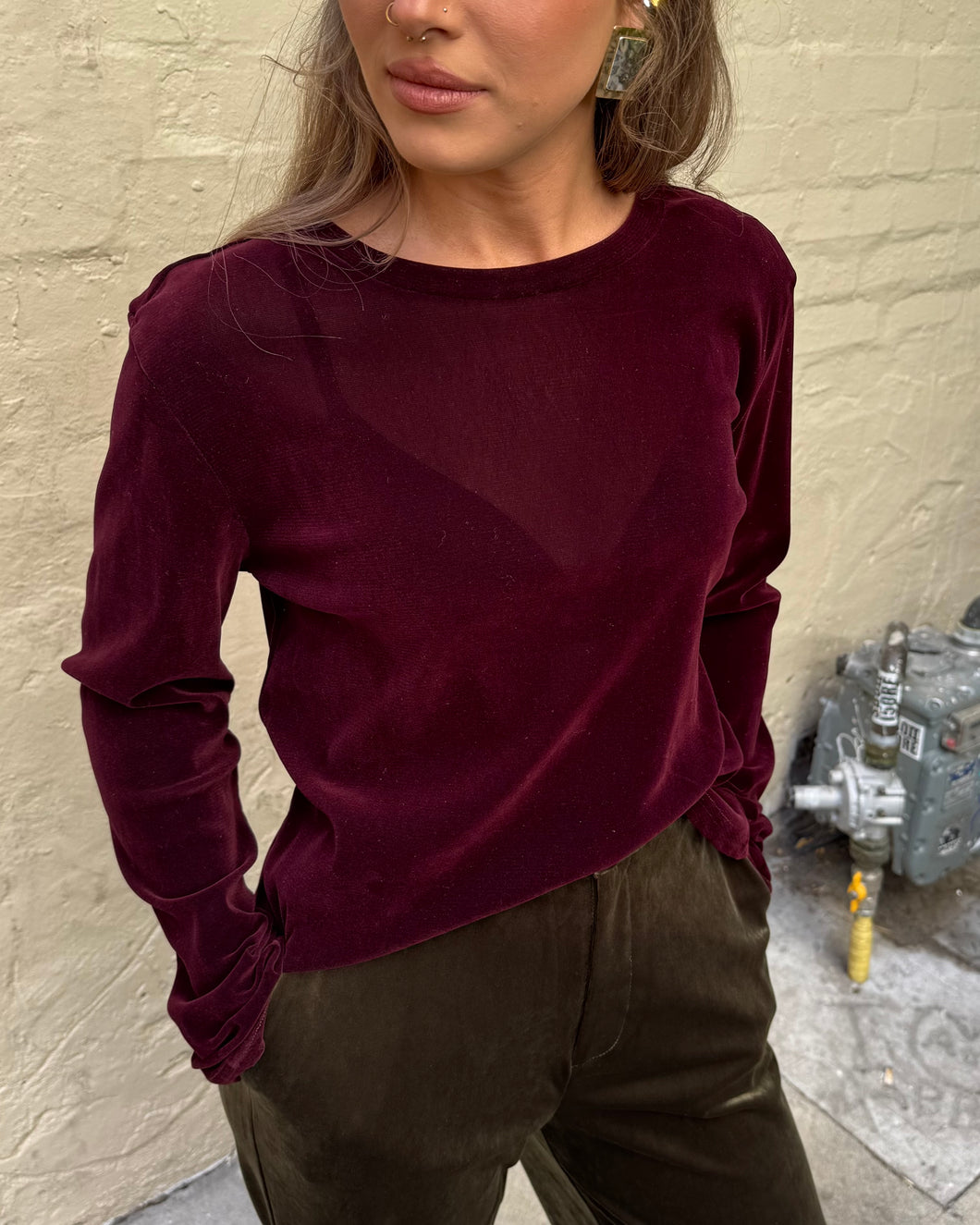 365 Days Velvet Underground Top Burgundy