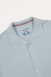 James Harper JHS502 Cuban Collar Shirt Blue Tint