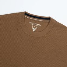 Load image into Gallery viewer, James Harper JHK51 Tobacco Cotton Waffle Crew Neck Jumper
