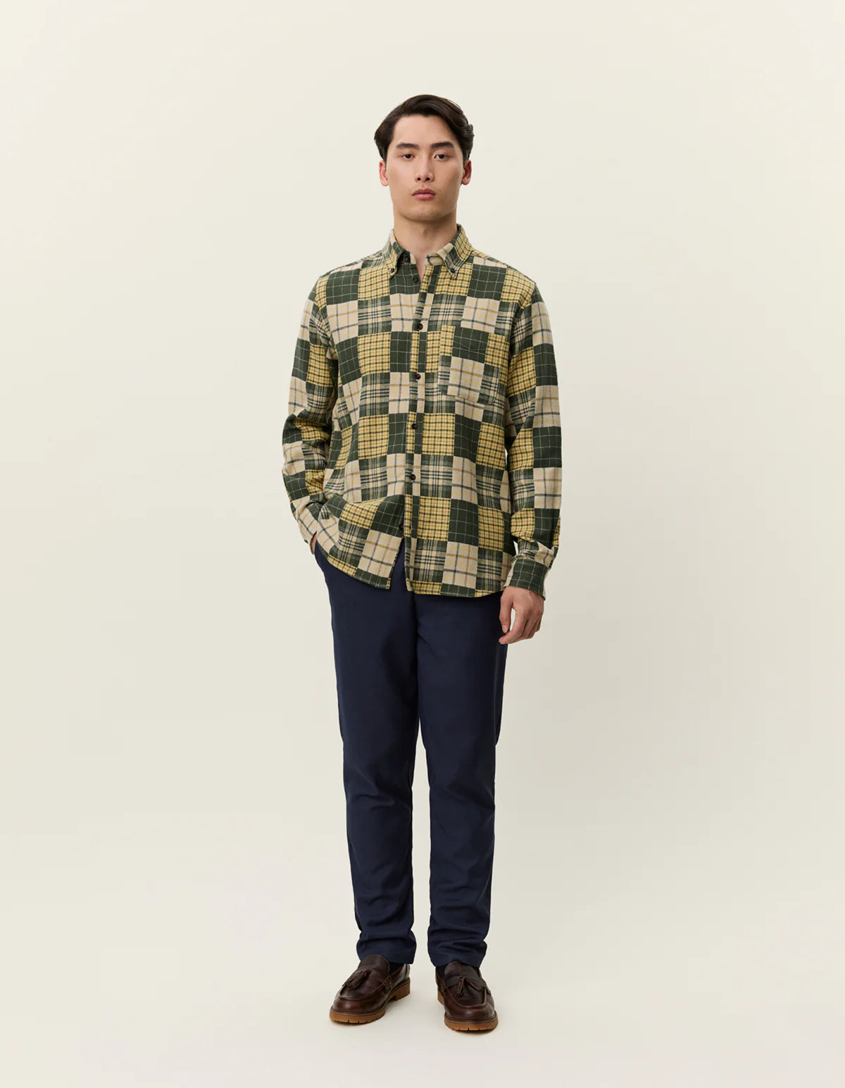 Les Deux Kent Patchwork Check Shirt Duffel Bag