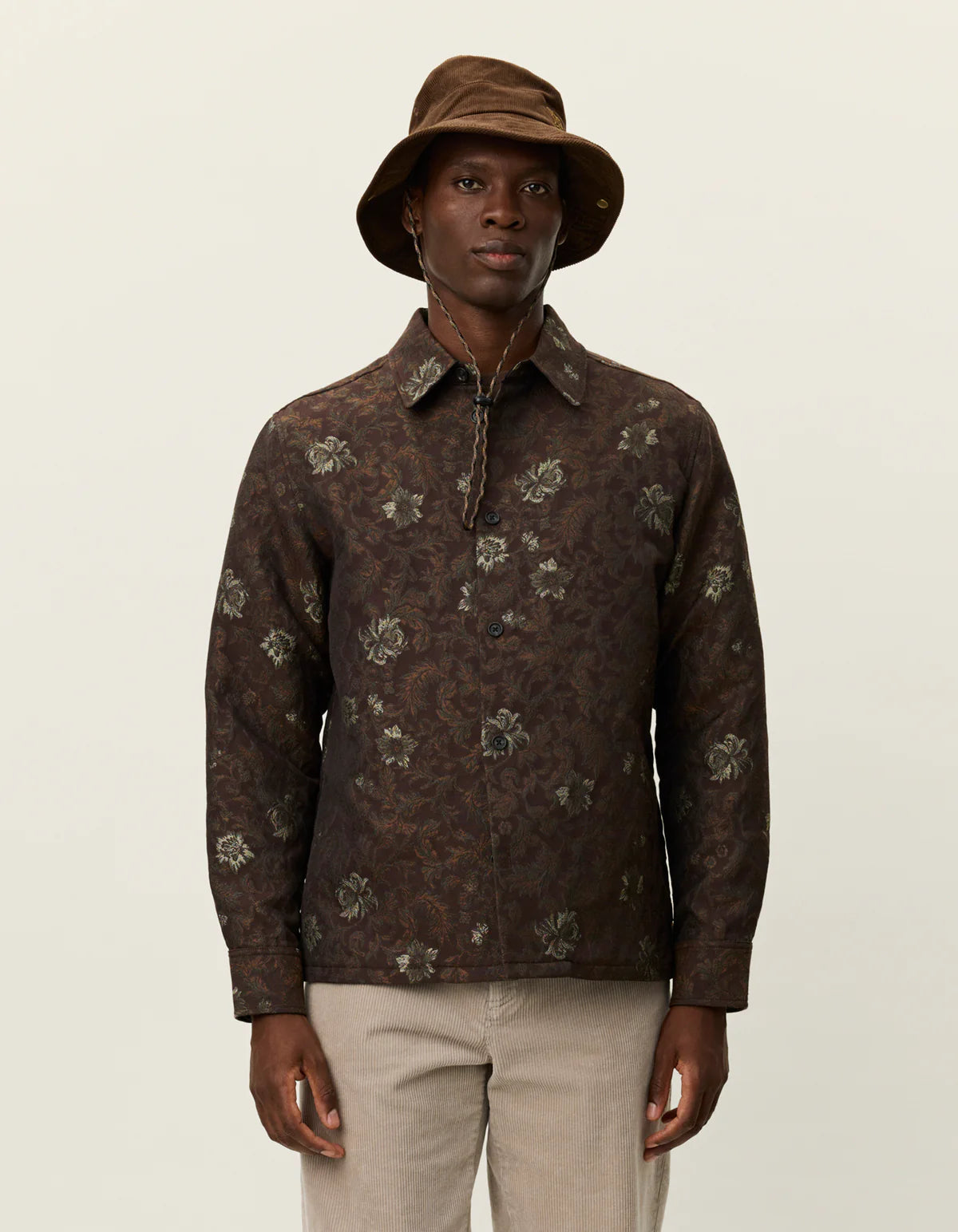 Les Deux Kaleb Flower Jacquard Overshirt Monk's Robe