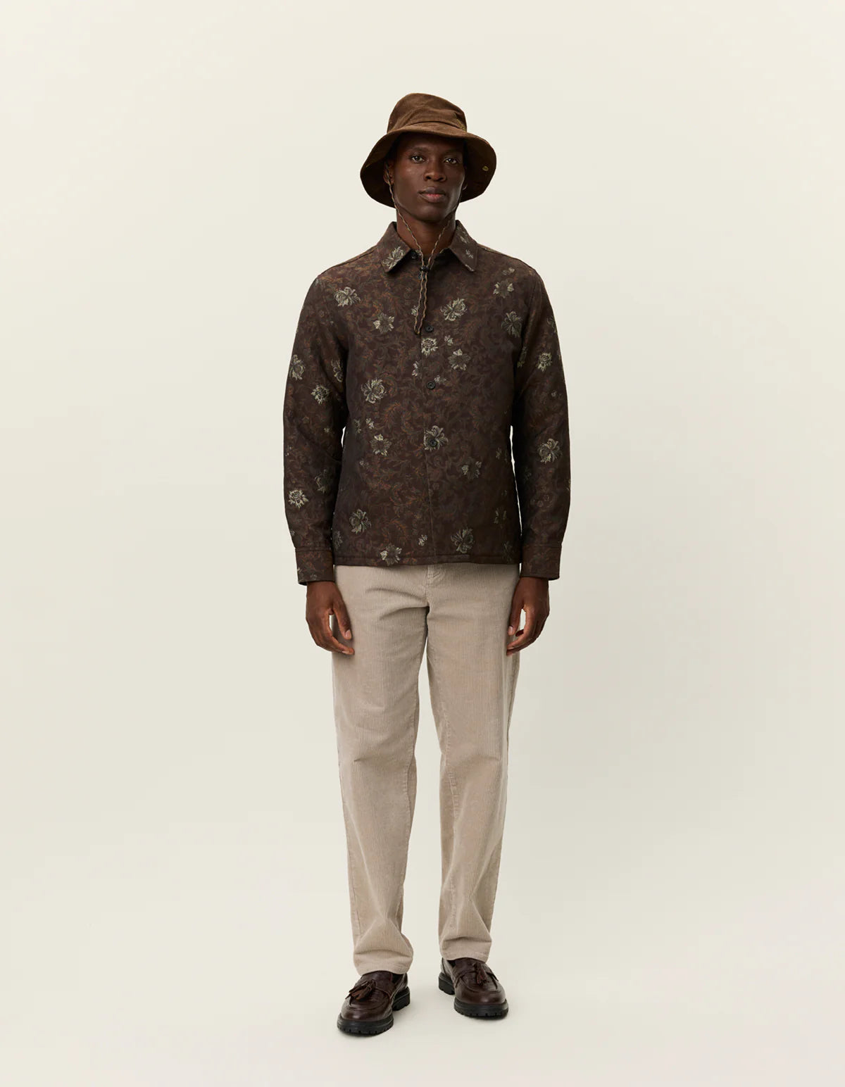 Les Deux Kaleb Flower Jacquard Overshirt Monk's Robe