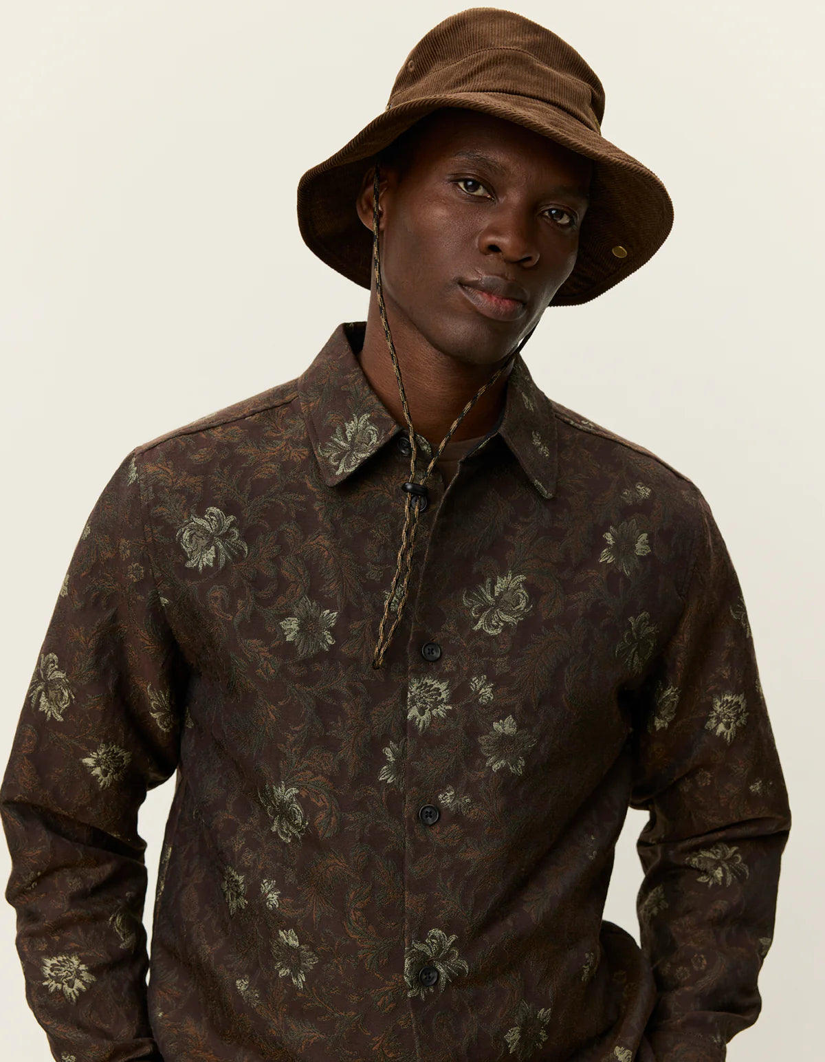 Les Deux Kaleb Flower Jacquard Overshirt Monk's Robe