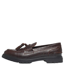Load image into Gallery viewer, Les Deux Thatcher Croco Tassel Loafer Slate Brown
