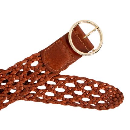 Loop Leather Co Alice Woven Leather Belt Dark Tan