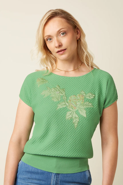 King Louie Ann Top Applique Minty Meadow