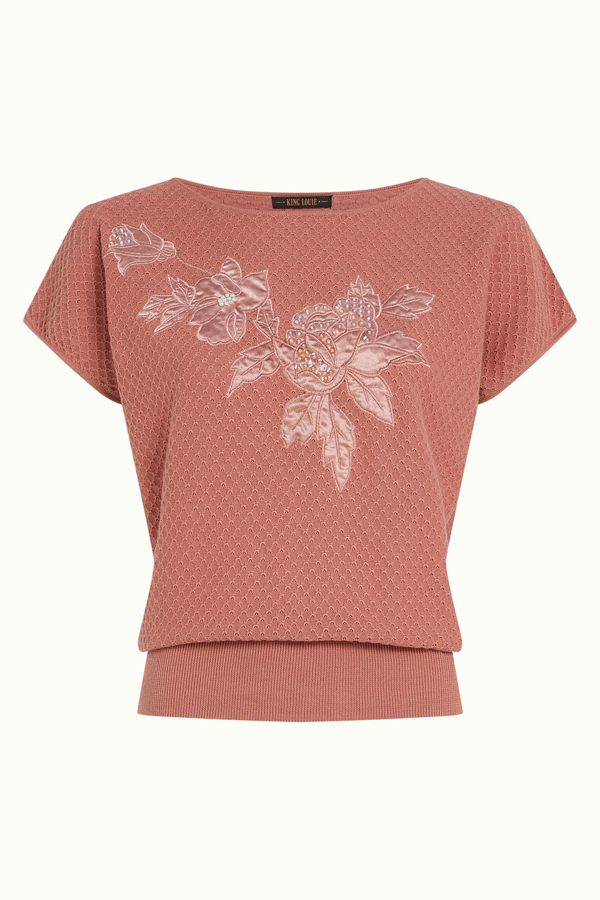 King Louie Ann Top Applique Dusty Rose