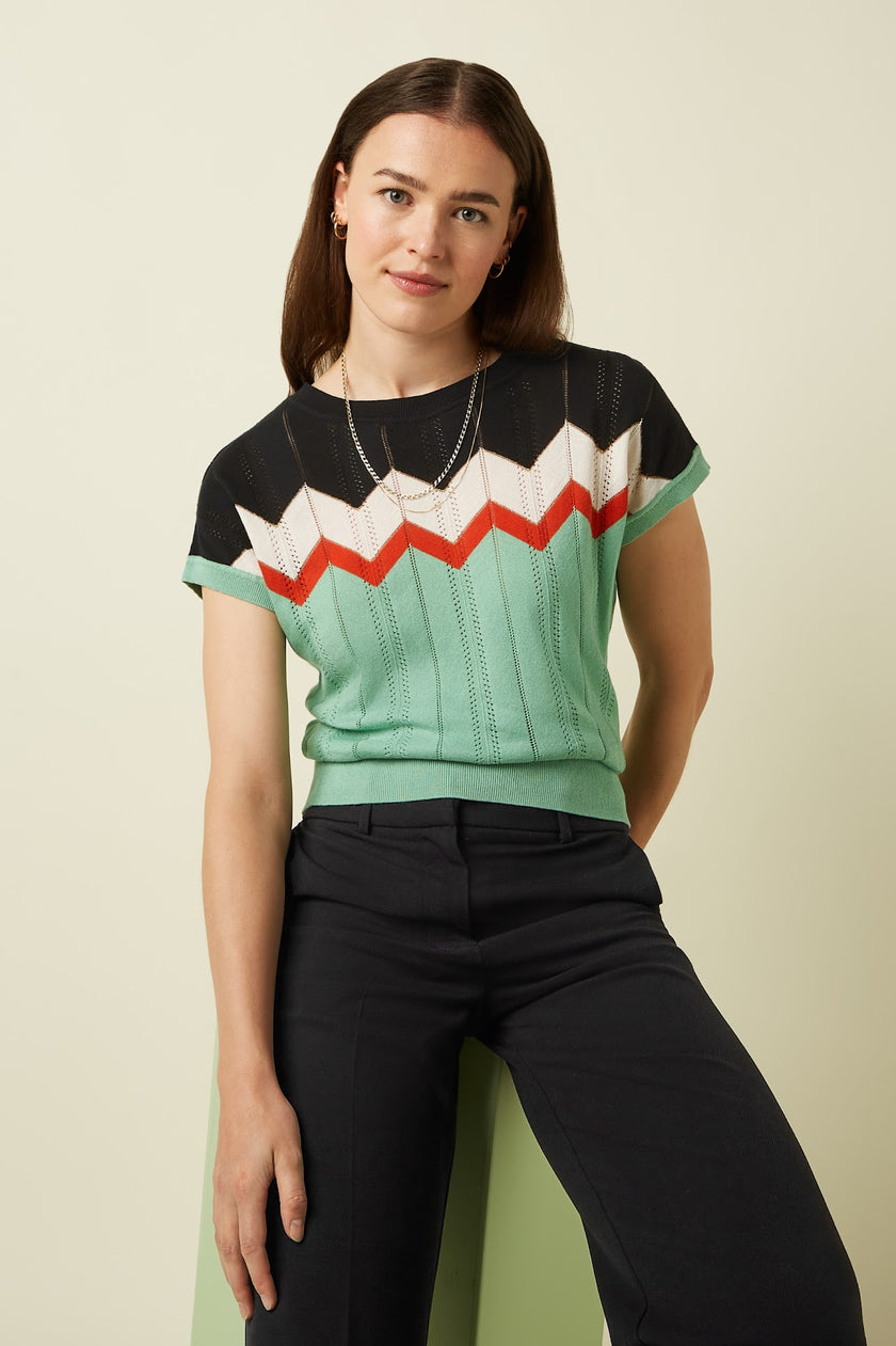 King Louie Boatneck Top Nova Minty Meadow