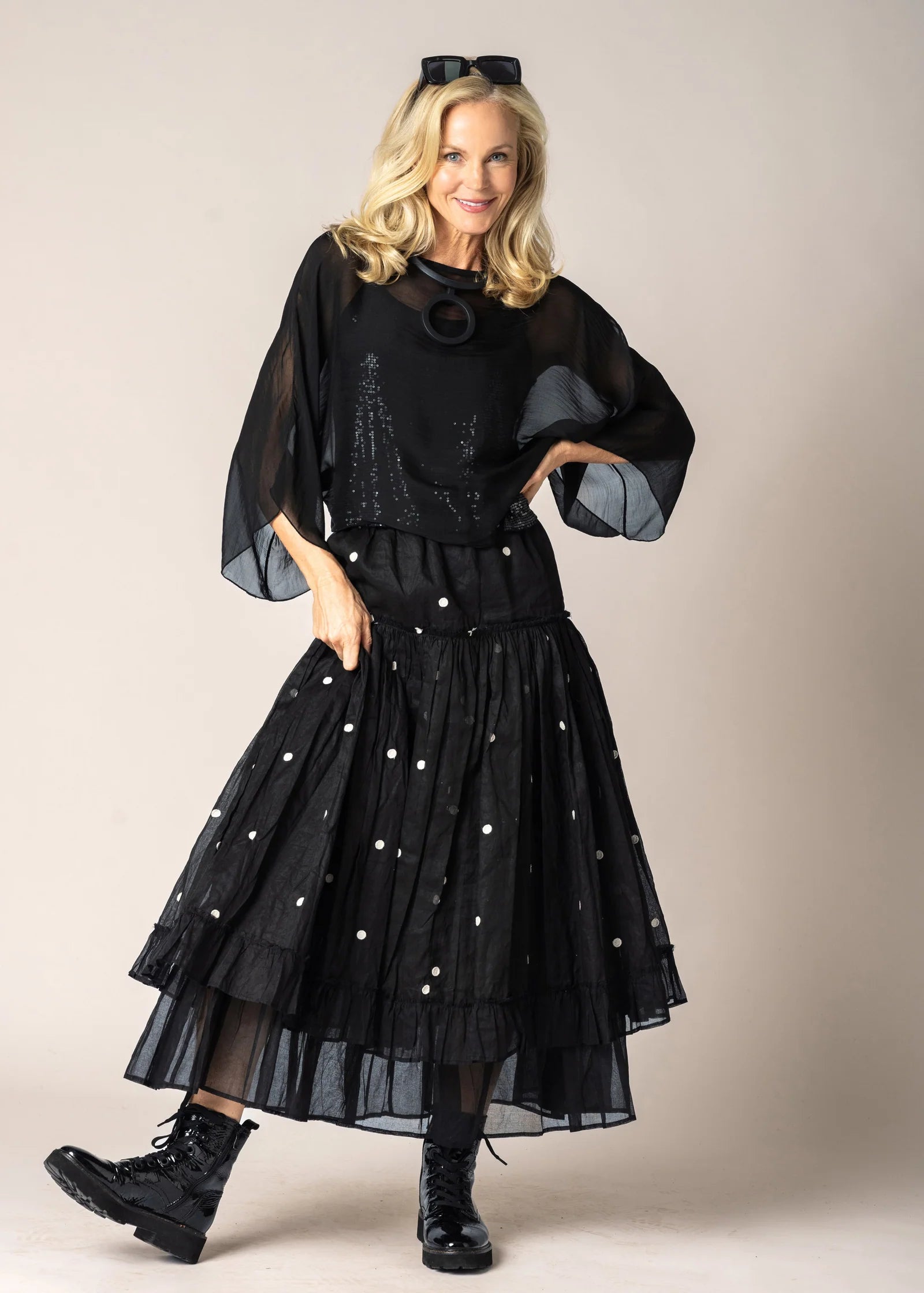 Imagine Fashion Elowen Organza Skirt Onyx Spot