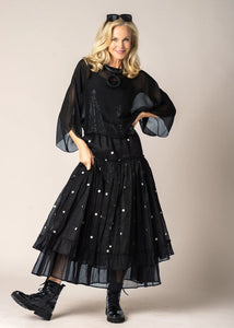 Imagine Fashion Elowen Organza Skirt Onyx Spot
