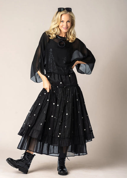 Imagine Fashion Elowen Organza Skirt Onyx Spot